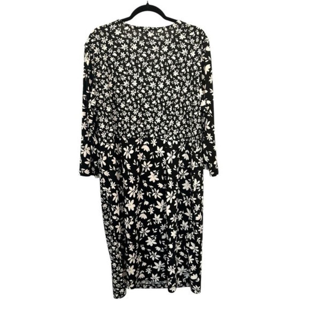 NWT Talbots Bicolor Floral Faux Wrap Dress 2X Jersey Stretch Black White DR-1591 - Picture 3 of 10